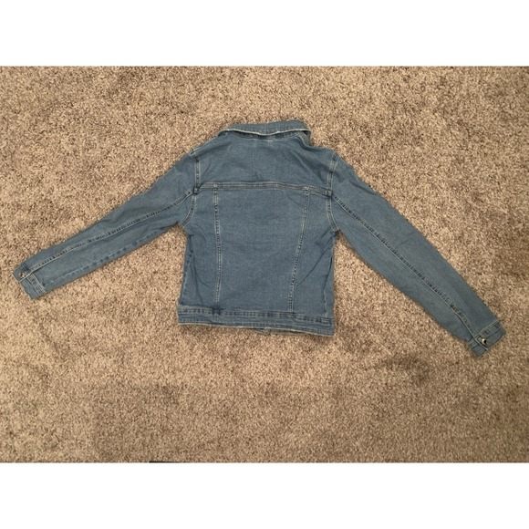 Bershka Denim Jacket Womens Medium Jean Jacket Snap Buttons Long Sleeve - Picture 3 of 3